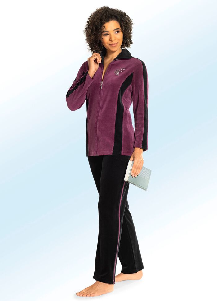 Fritidsdr&auml;kt med strassdekor BURGUNDY SVART