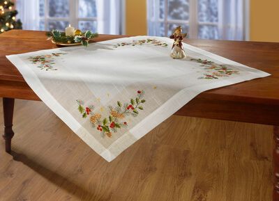 Genomarbetat broderad duk eller kuddfodral 