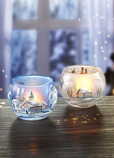 Värmeljushållare i glas i ett set om 2 