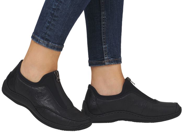 Rieker, klassiska damtofflor, med dragkedja 