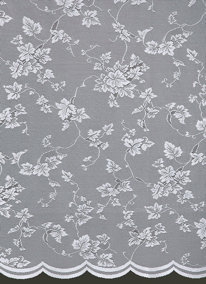 Halvtransparent rullgardin med böjd ände