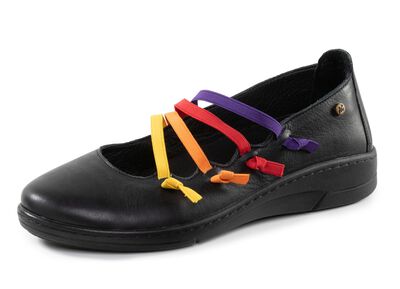 Andrea Conti tofflor med f&auml;rgglada, dekorativa elastiska band 