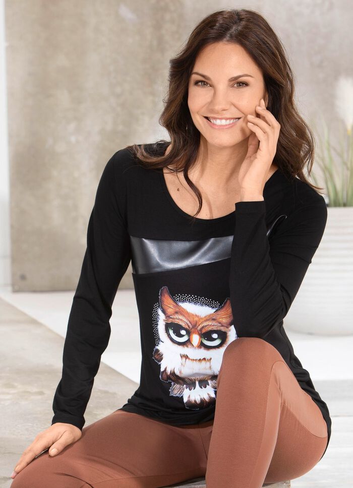 Skjorta med svart nappa-imitation i 2 färger SVART