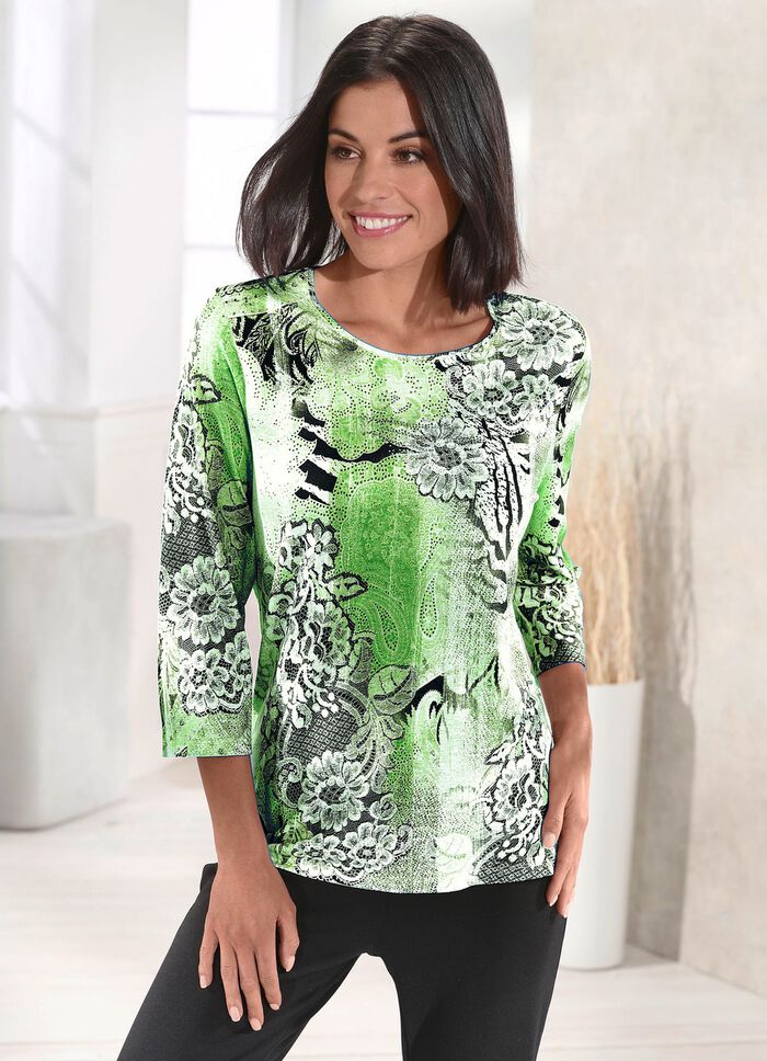 Skjorta med tallriksdekoration framtill i 4 f&auml;rger 