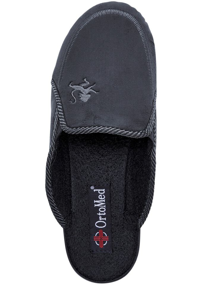 Tv&aring;pack, klassiska herrtofflor, bredd H, med res&aring;rband BL&Aring;+SVART