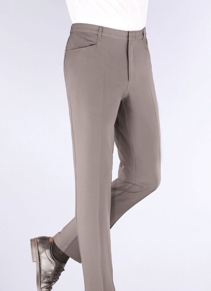 "Klaus Models" byxor med res&aring;r i midjan i 3 f&auml;rger TAUPE