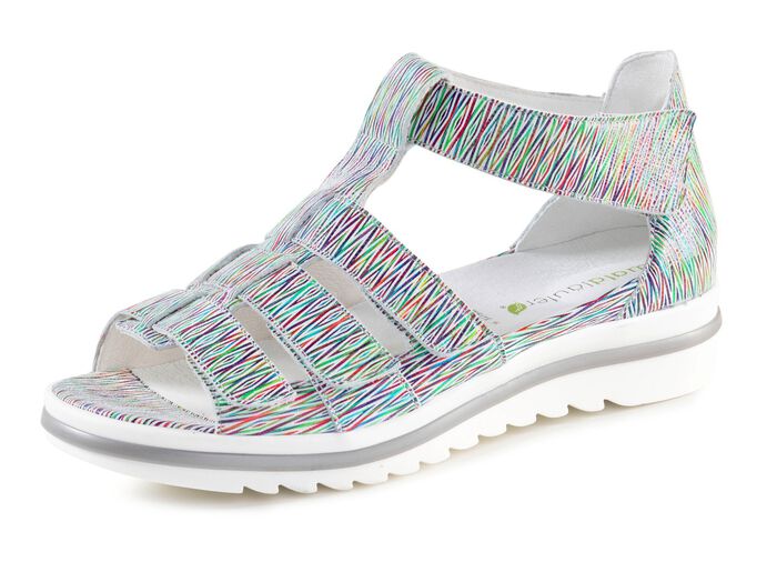 Waldl&auml;ufer bro clip sandal fantasifullt tryckt VIT-F&Auml;RGGLAD