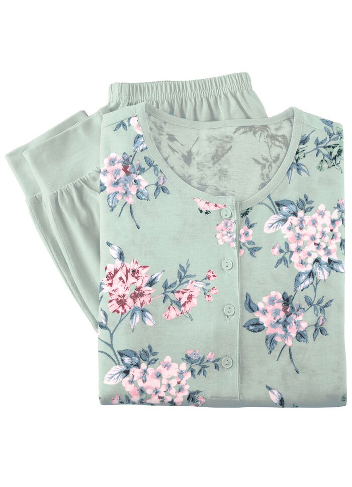 Tv&aring;pack pyjamas, l&aring;ng&auml;rmad och knappsl&aring; 