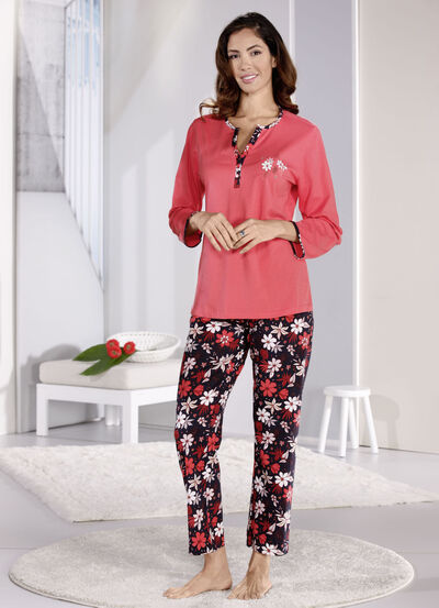 Tvåpack pyjamasar, korta och långa ärmar med knappslå, , large