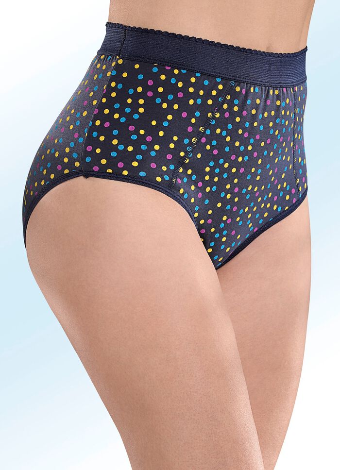 Formade trosor i fempack med f&auml;rgglatt prickm&ouml;nster 