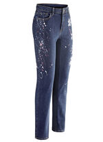 Jeans med handmålade blommotiv 