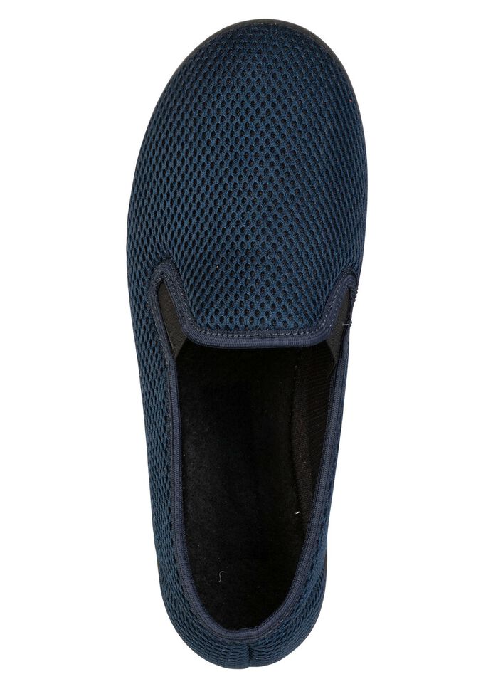 Bekv&auml;ma herrtofflor, bredd H, med anatomiskt formad fotb&auml;dd 