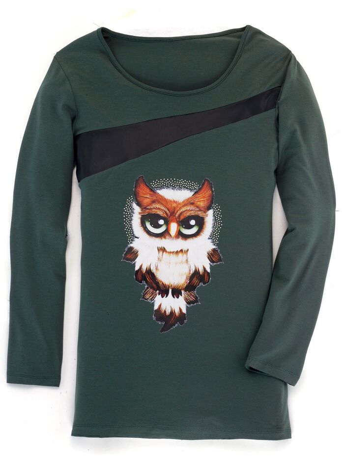 Skjorta med svart nappa-imitation i 2 färger OLIV