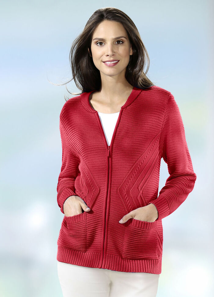 Cardigan med texturerade accenter RÖD