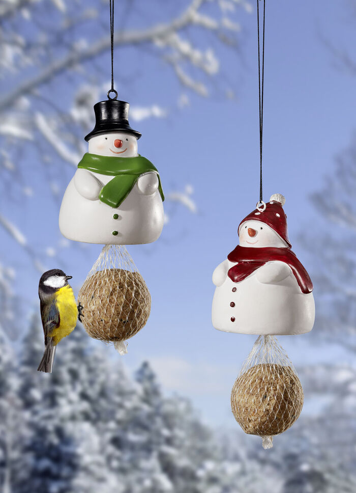 Fettbollshållare "Snowman", grön halsduk WEISS-GRÜN-SCHWARZ