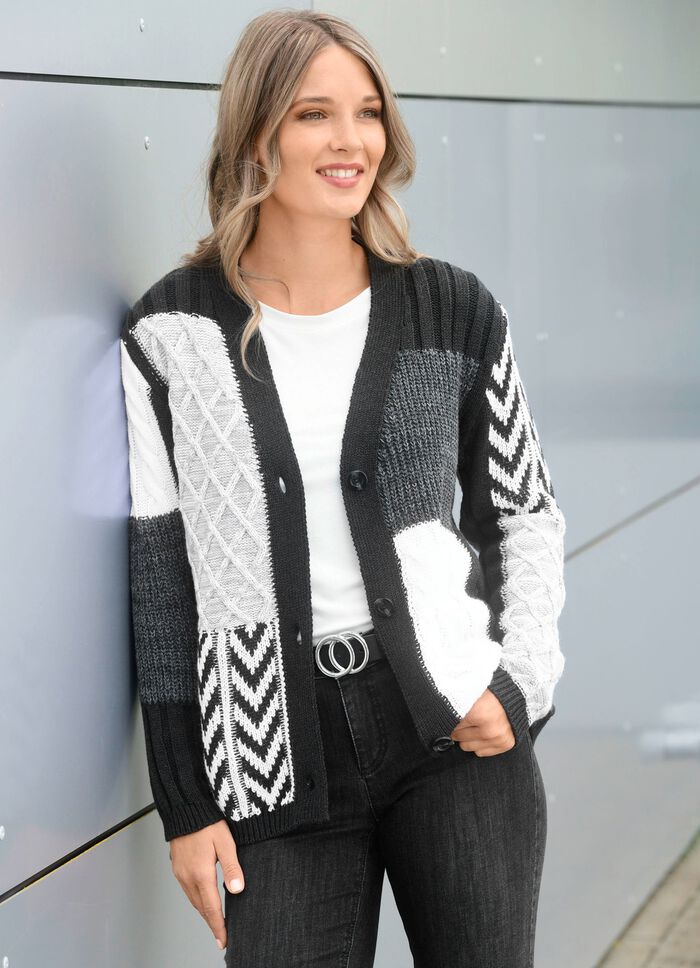 Cardigan i en mix av m&ouml;nster 