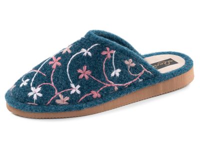 Laurina, l&auml;tta damtofflor med f&auml;rgglad blombroderi 