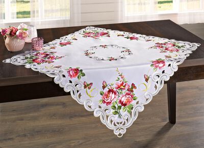 Bords- och rumsdekoration med rosmotiv 