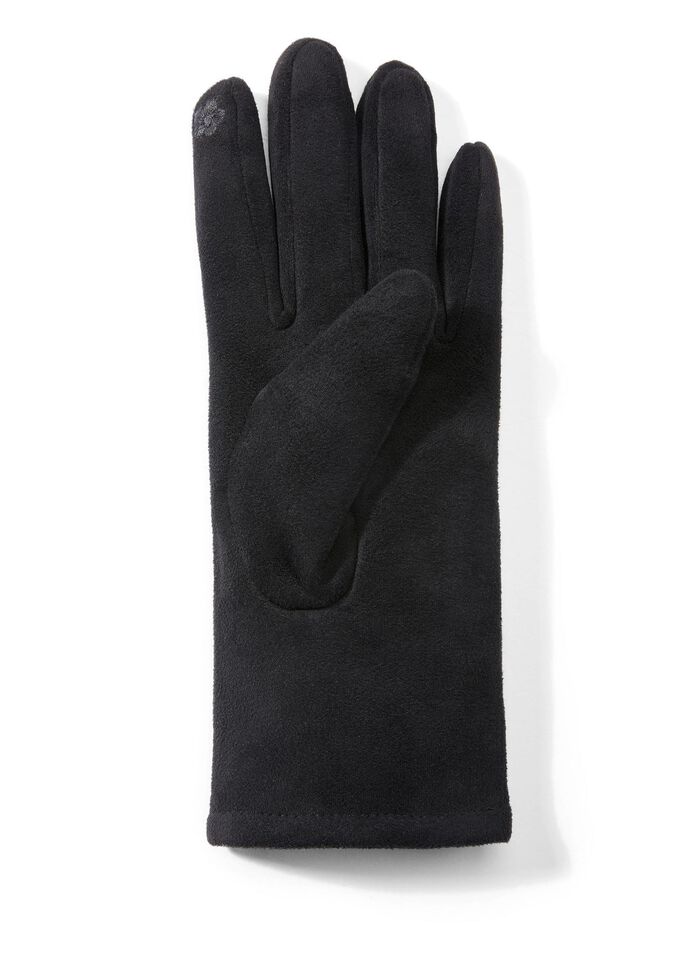 Handske med eleganta, gnistrande glitterapplikationer SVART