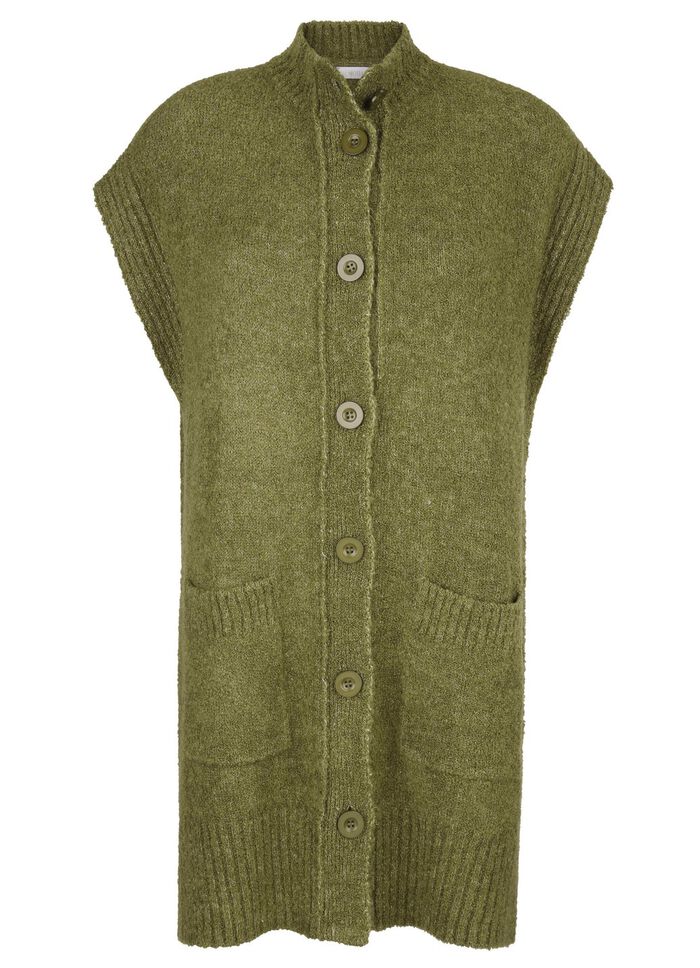 Stickad v&auml;st i boucl&eacute;-melangegarn 