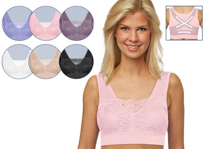 Komfortbh i spets i set om 3 VIT-HUD-SVART