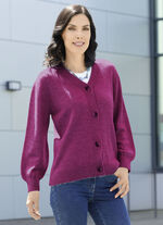 Cardigan med en fluffig, mjuk känsla MAGENTA MELERAD