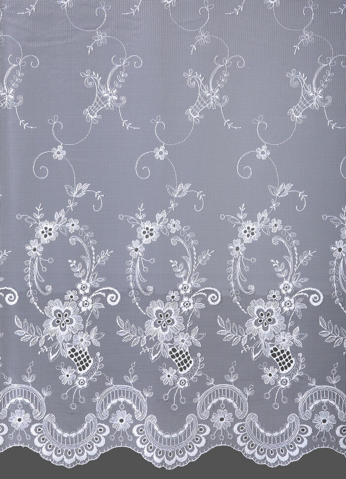 Rullgardin med Plauen-broderi och universalskena WEISS