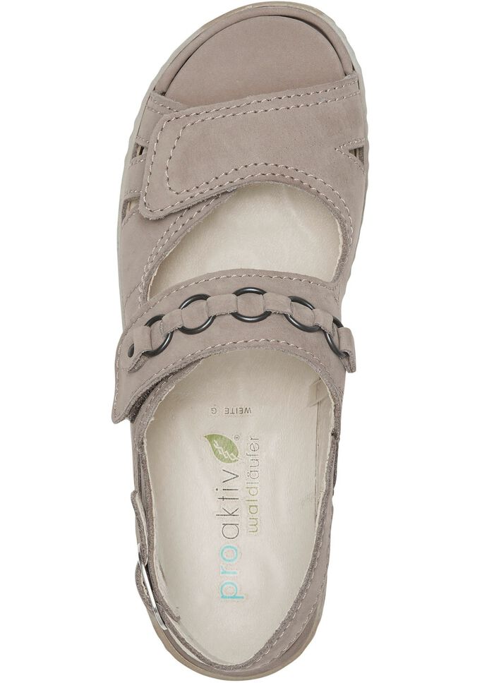 Waldl&auml;ufer, bekv&auml;ma damsandaler, bredd G, med uttagbar fotb&auml;dd TAUPE