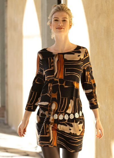 Stickad tunika i finstickad 