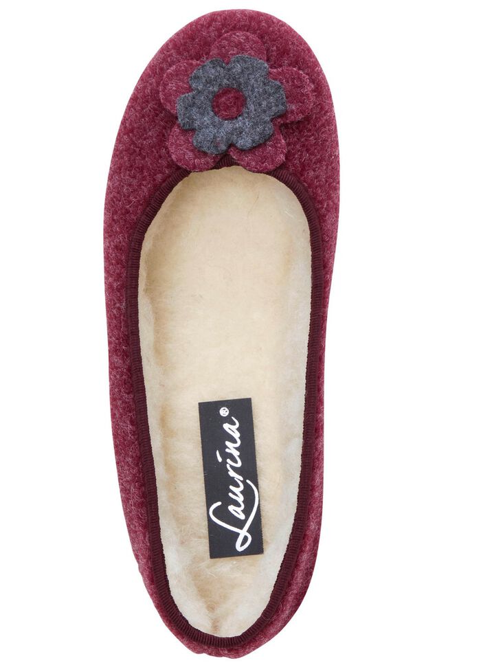Laurina, varma damtofflor, med ny ull BORDEAUX