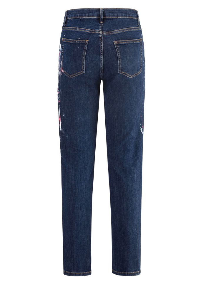 Jeans med handm&aring;lade blommotiv 