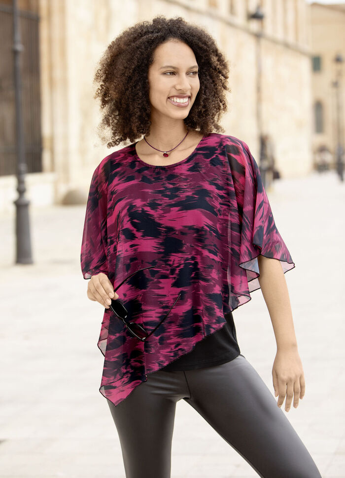 Poncho-tunika med integrerad topp, 
