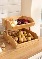 Frukt- och gr&ouml;nsakshylla av bambu 