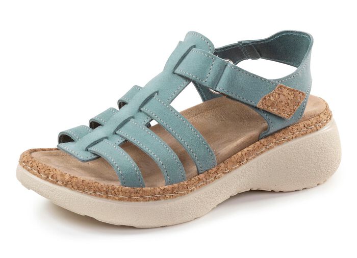 Sandal med st&aring;ngband med korkkanter 