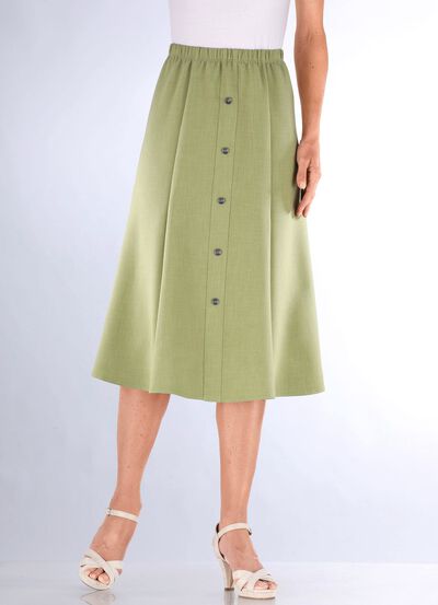 Kjol med dekorativ knappsl&aring; 