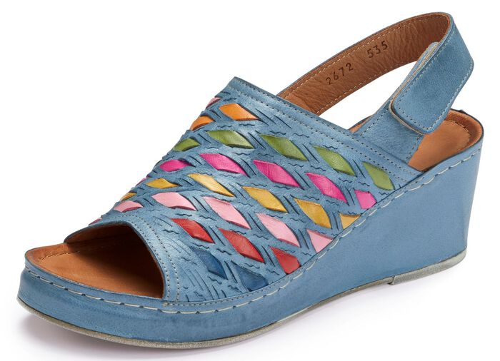 Gemini-sandaler med sofistikerade, f&auml;rgglada fl&auml;tade detaljer JEANS