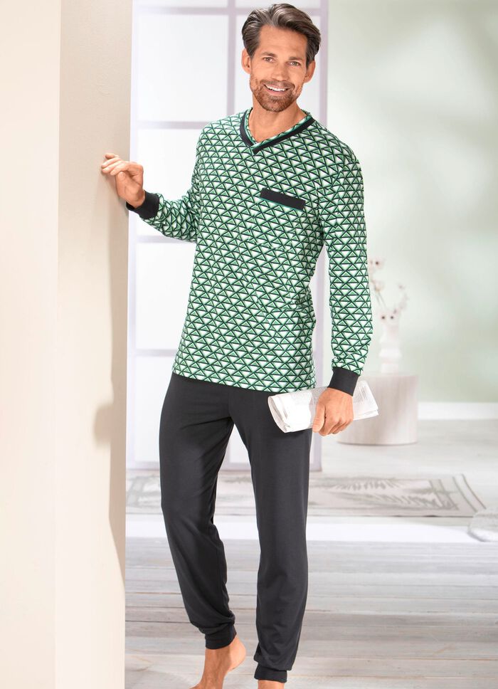 Pyjamas med V-ringning och muddar 