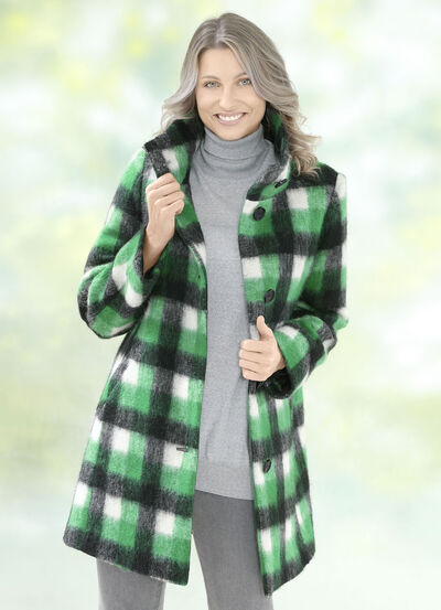 Lång jacka med rutigt mönster  Lång jacka med rutigt mönster