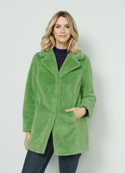 Fuskpälsjacka med lapelkrage 