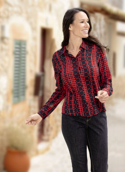 Blus med skjortkrage 