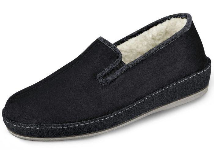 Fodrade herrtofflor, med ny ull SVART