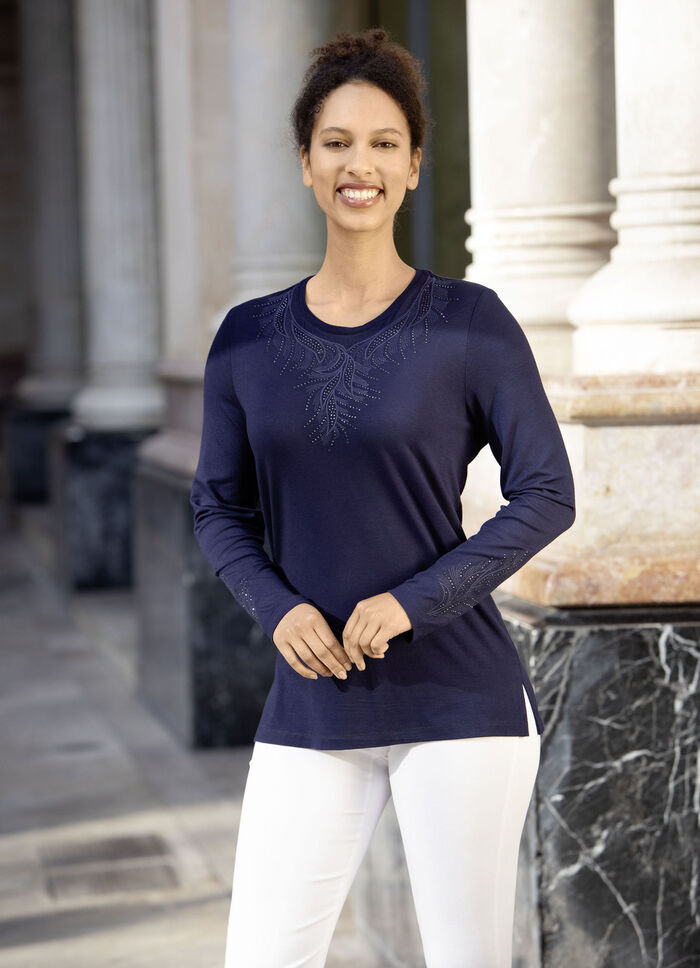 Skjorttunika med broderi ton-i-ton, 