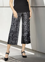 Culottes med elegant glansigt tryck SVART SILVER