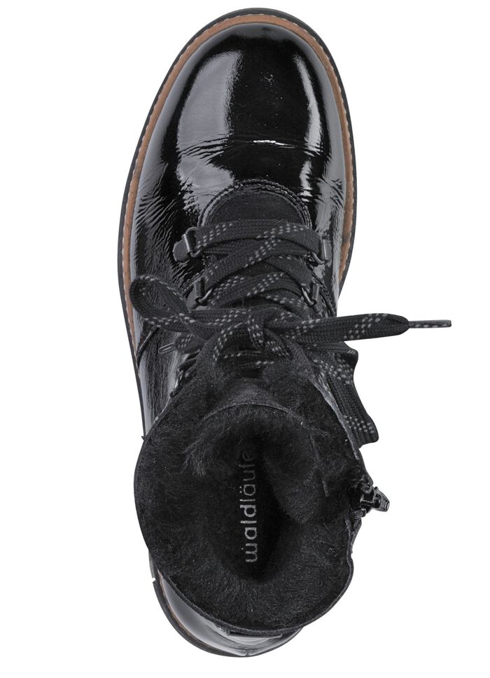 Waldl&auml;ufer st&ouml;vletter med sn&ouml;rning och mysig lammskinnskrage SVART