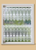 Kort gardin med utarbetad makram&eacute;finish 