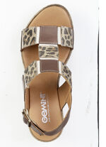 Gemini, trendiga damsandaler, bredd G, tillverkade av läder BRAUN-BEIGE