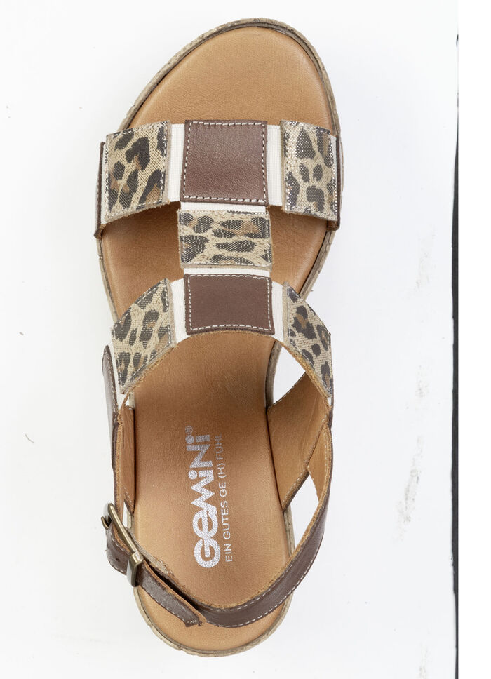 Gemini, trendiga damsandaler, bredd G, tillverkade av läder BRAUN-BEIGE