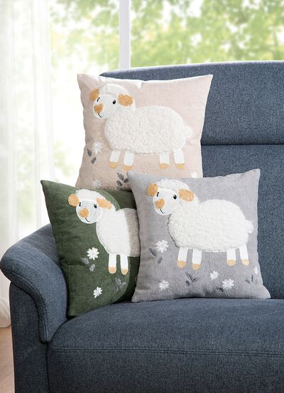 Kuddfodral med plyschapplikation 