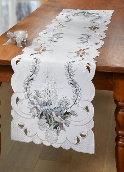 Broderad bords- och rumsdekoration 