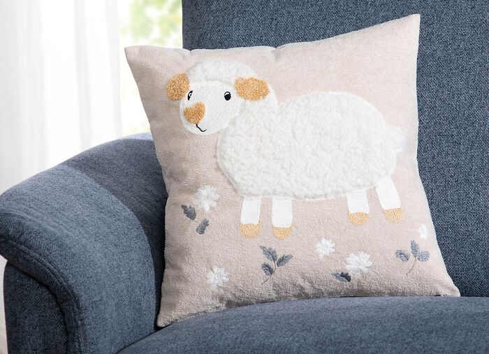 Kuddfodral med plyschapplikation 